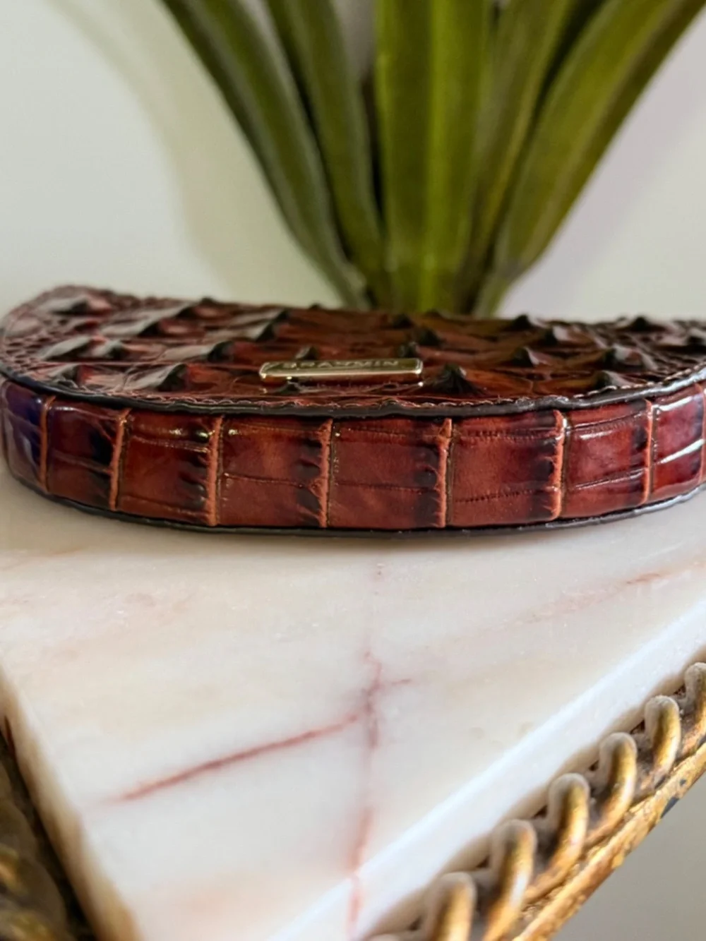 🤩 Brahmin Pecan Brown Britt Small Coin CC ID Clip On Wallet Good Preowned 🤩